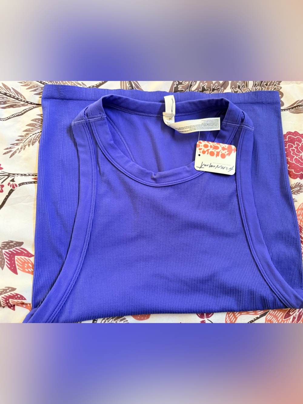 NWT Free People Royal Blue Ribbed Tank Top - Picture 4 of 5